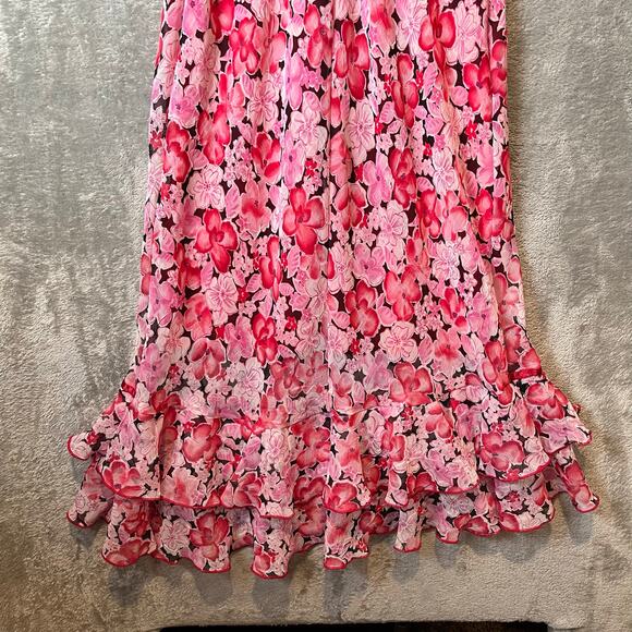 Vintage Y2K Pink Floral Ruffle Hem Dress Cottagecore Coquette Small Deadstock - Picture 9 of 10